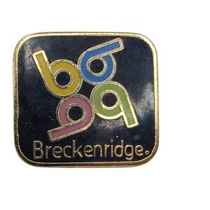 Vintage Breckenridge Colorado Ski Resort Pin Square Retro Logo Slopes Souvenir